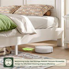 Snhomee Bed Frame with 51.25" H Headboard and Storage Drawers, Modern Bed Frame with Storage ,NO Noise, No Box Spring Needed, White