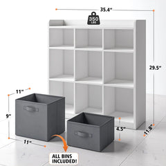 9 Drawer Solid Wood Dresser for Bedroom,White Wood Dresser with Fabric Drawers Ample Storage Space-Furniture > Dresser-snhomee