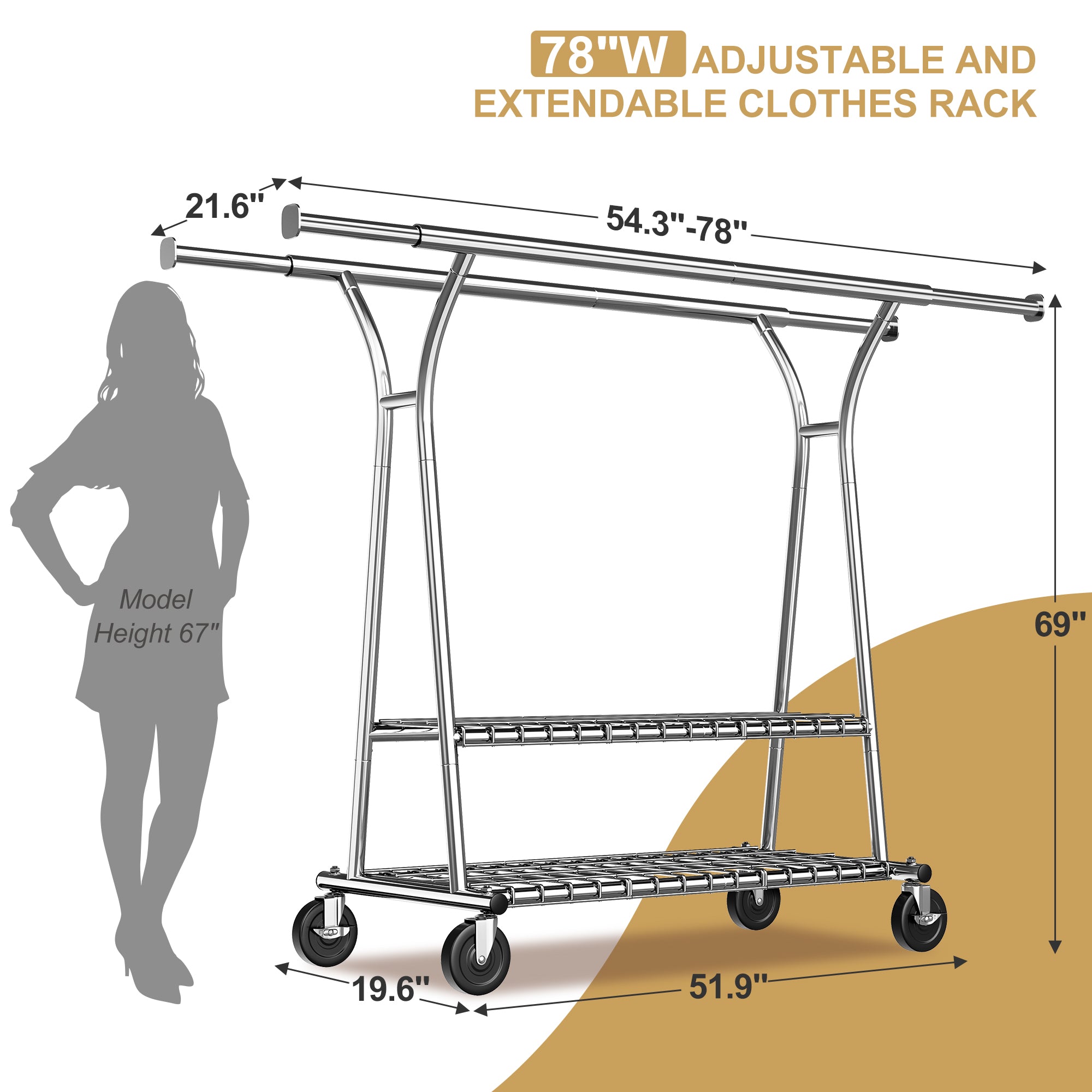 650 lb Capacity Rolling Garment Rack with Adjustable Shelves - Heavy-Duty Commercial Clothing Rack, Steel Frame Storage System for Retail/Home Use, Mobile Closet Organizer with Locking Wheels-Home Storage > Clothes Rack-snhomee