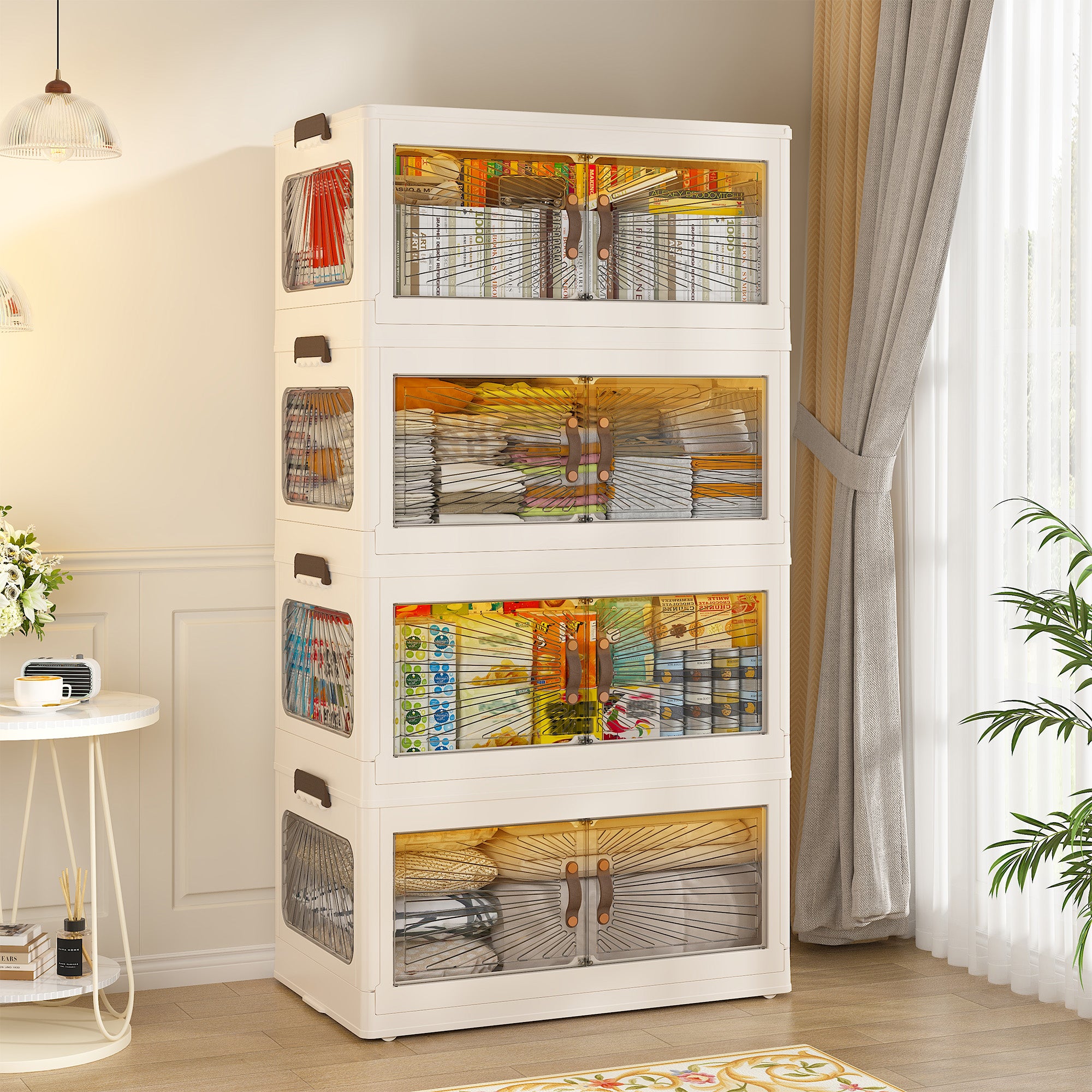 Plastic Storage Bins with Lids，stackable storage bins on Wheels