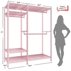 Snhomee 780lbs Heavy Duty Clothes Rack with Wheels, Freestanding Portable Closet, Rolling Garment Rack For Hanging-Home Storage > Clothes Rack-wheels-Black-snhomee