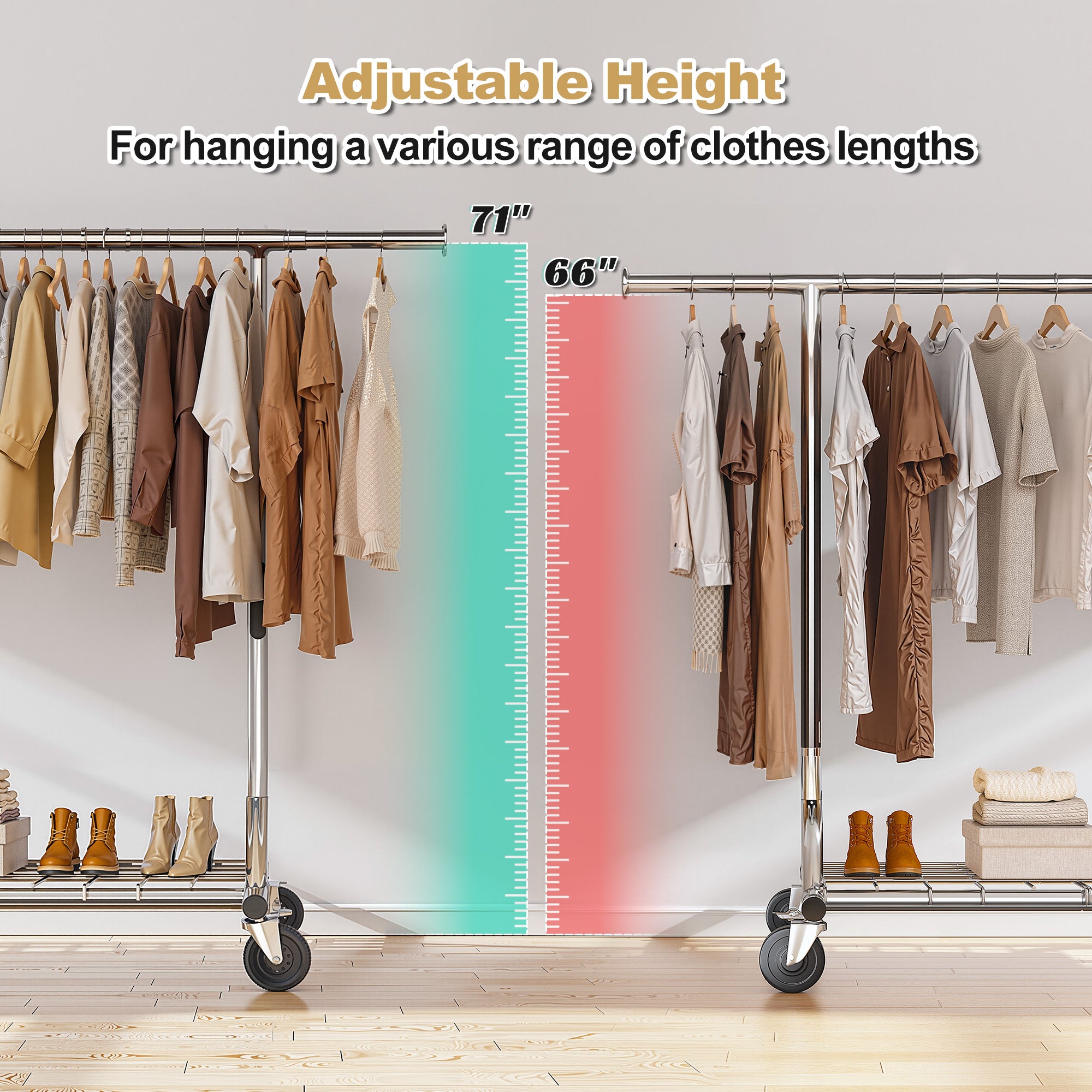 Snhomee Heavy Duty Clothes Rack, Metal Garment Rack with Sturdy Wheels, Rolling Clothing Rack Load 480 LBS, Hanging Clothes, Portable Clothes Rack-Home Storage > Clothes Rack-snhomee