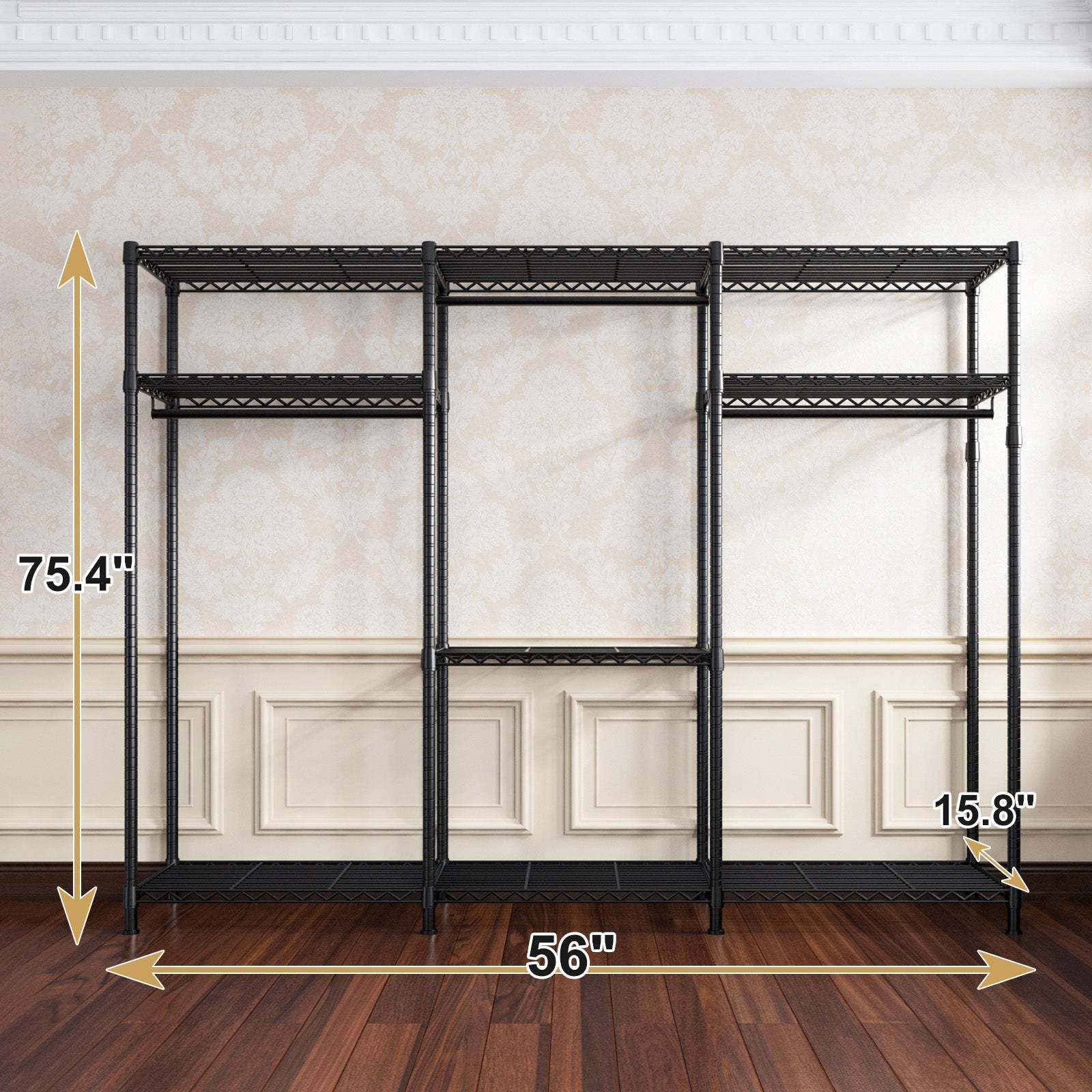795 lb Heavy Duty Clothing Rack - Adjustable Steel Garment Rack with Shelves, Foldable Portable Storage for Retail/Home/Laundry-Home Storage > Clothes Rack-snhomee