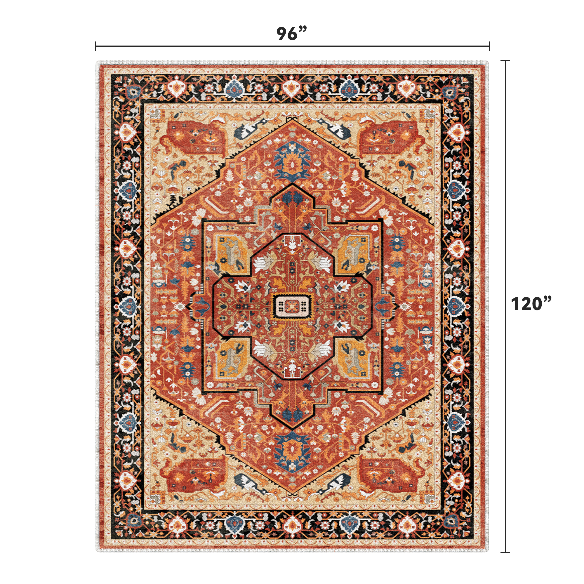 Boho Area Rugs,machine washable area rugs，area rugs for living room, Low Pile Vintage Carpet