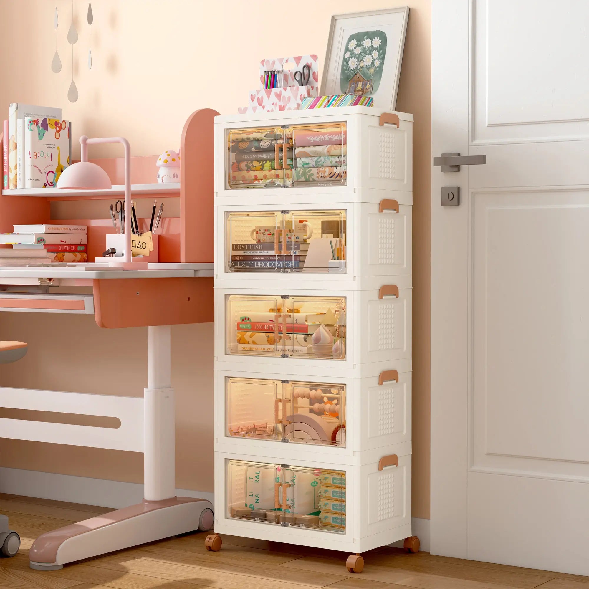 Plastic Storage Bins with Lids, Clear Storage Bins on Wheels,Stackable Storage Box Closet Organizer