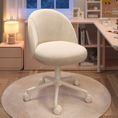 Snhomee Velvet Vanity Chair with Lumbar Support – Adjustable Armless Desk Chair for Home Office & Dorm Rooms