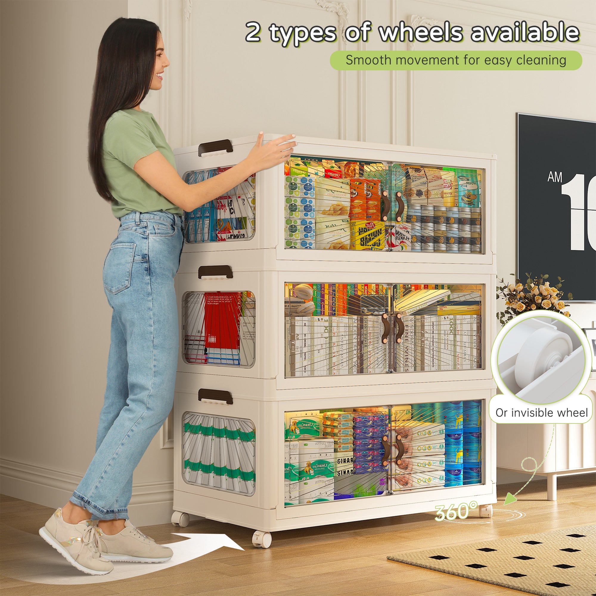Plastic Storage Bins with Lids，stackable storage bins on Wheels