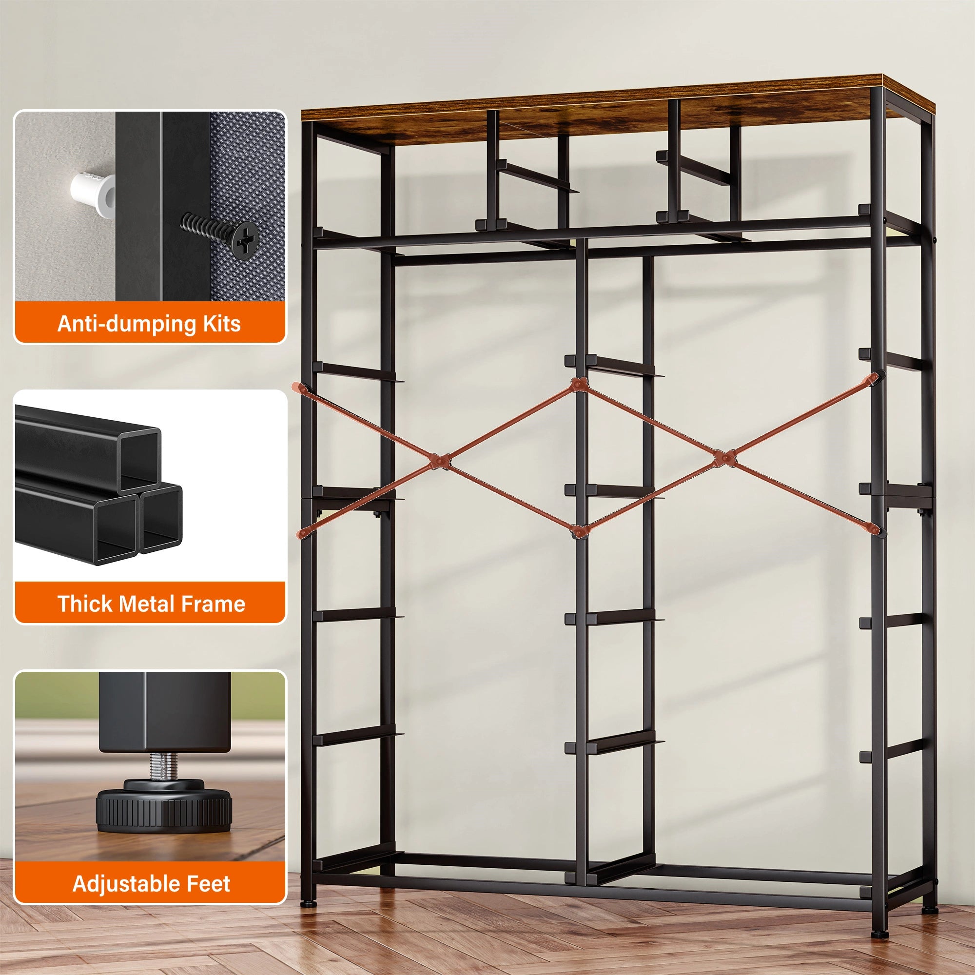Snhomee Dresser for Bedroom with 14 Drawers, Tall Dressers for Bedroom,  Sturdy Metal Frame & Wood, Top Large Fabric Chest of Drawers, Closet, Livingroom