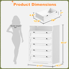 48.5" Tall Dresser with LED Lights & 5 Deep Drawers - Modern Bedroom Storage Cabinet, 16-Color RGB Lighting, Waterproof Surface& Open Shelf, for Bedroom, Living Room, Entryway