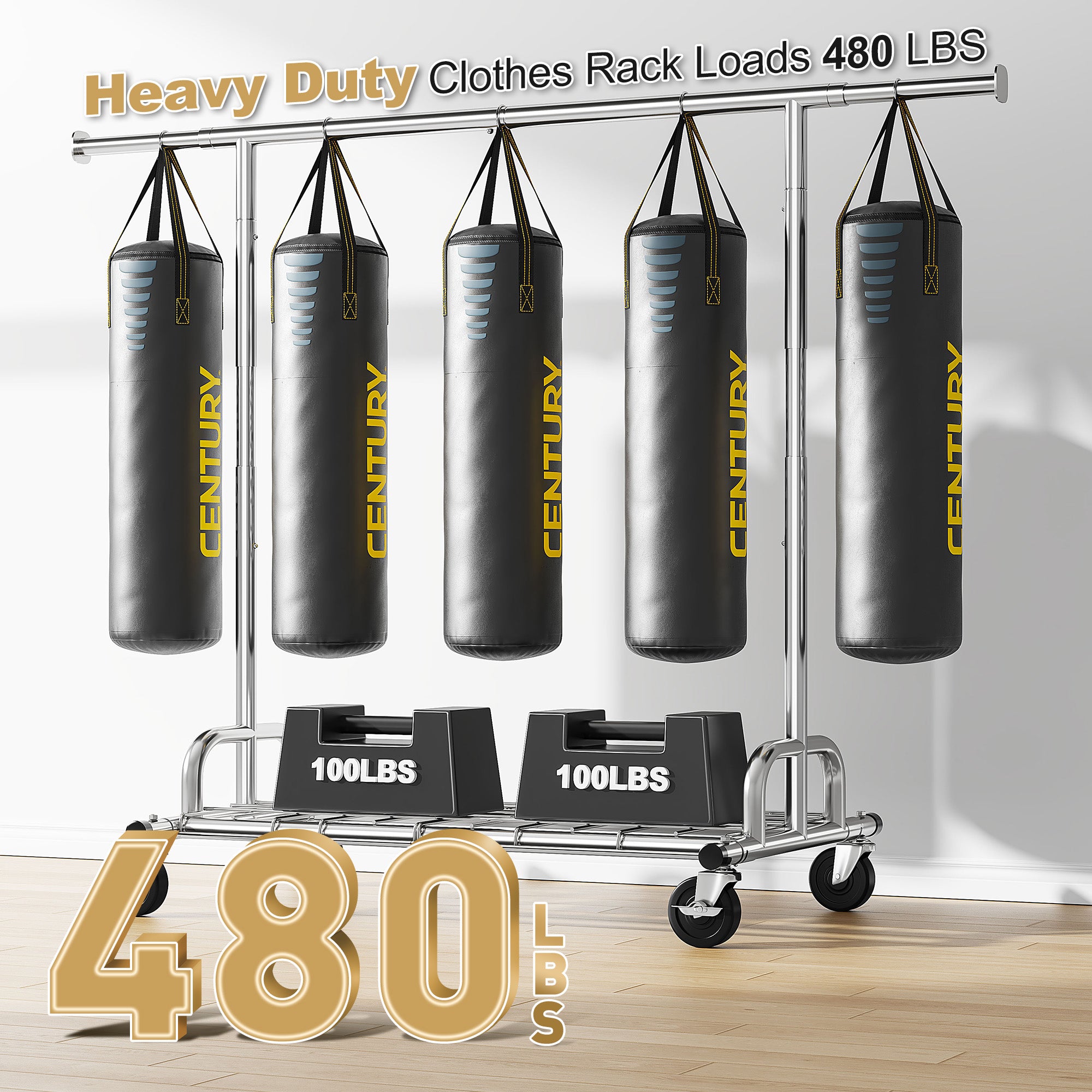 Snhomee Heavy Duty Clothes Rack, Metal Garment Rack with Sturdy Wheels, Rolling Clothing Rack Load 480 LBS, Hanging Clothes, Portable Clothes Rack-Home Storage > Clothes Rack-snhomee