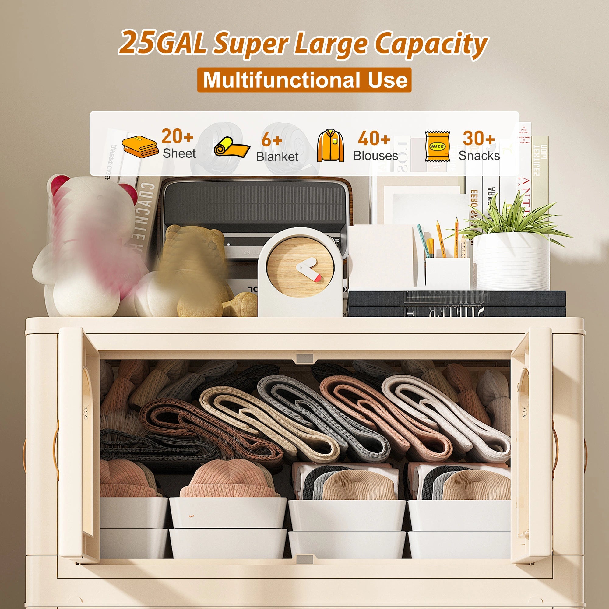 Snhomee Stackable Storage Bins with Lids and Wheels