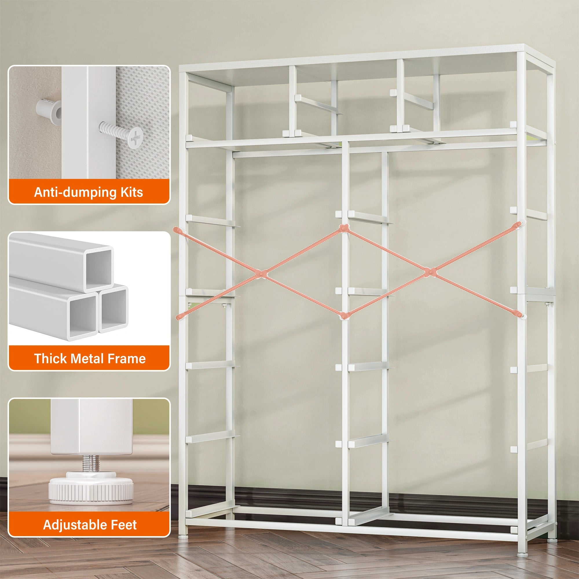 Snhomee Dresser for Bedroom with 14 Drawers, Tall Dressers for Bedroom,  Sturdy Metal Frame & Wood, Top Large Fabric Chest of Drawers, Closet, Livingroom