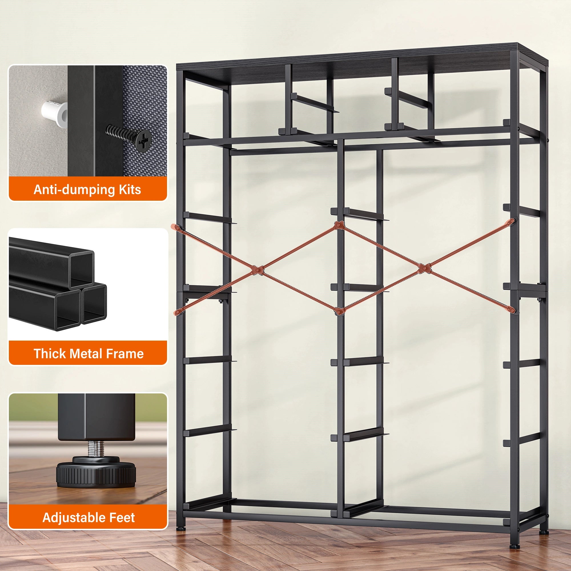 Snhomee Dresser for Bedroom with 14 Drawers, Tall Dressers for Bedroom,  Sturdy Metal Frame & Wood, Top Large Fabric Chest of Drawers, Closet, Livingroom