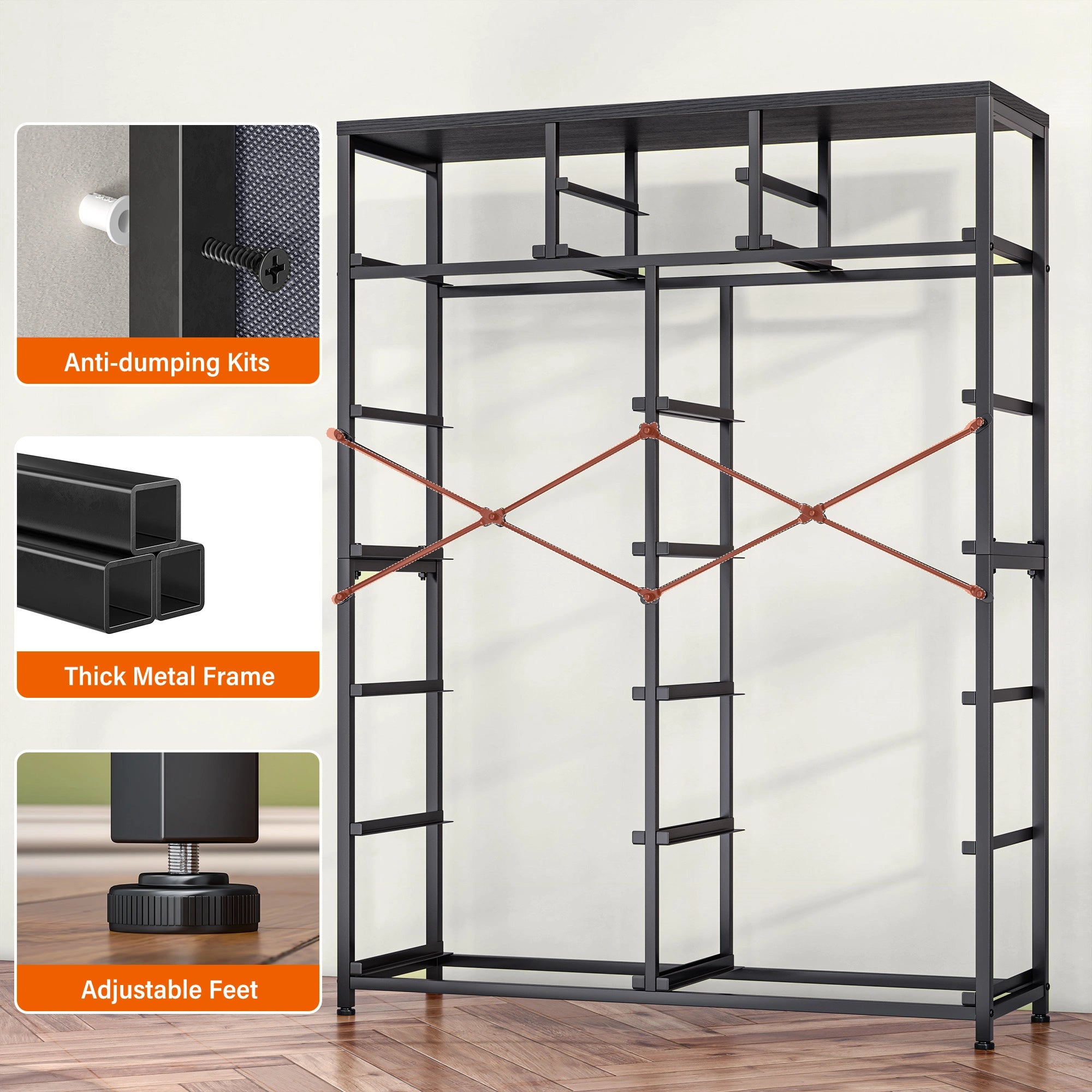 Snhomee Dresser for Bedroom with 14 Drawers, Tall Dressers for Bedroom,  Sturdy Metal Frame & Wood, Top Large Fabric Chest of Drawers, Closet, Livingroom