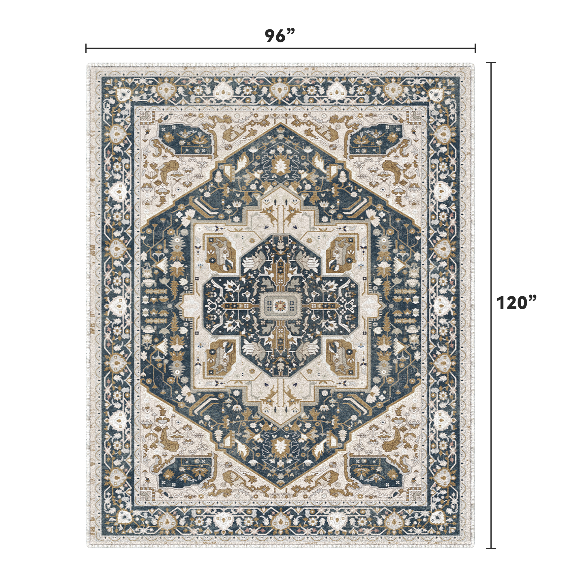 Boho Area Rugs,machine washable area rugs，area rugs for living room, Low Pile Vintage Carpet
