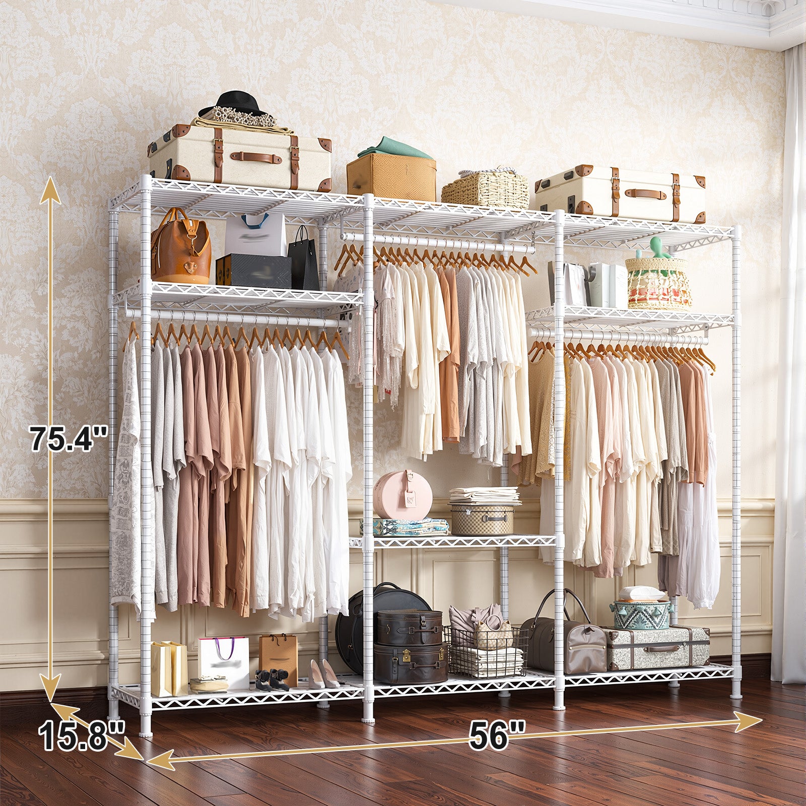 795lb Heavy Duty Clothing Rack - Portable Metal Garment Rack with Shelves, Commercial/Home Use-Home Storage > Clothes Rack-snhomee