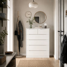 Snhomee 6-Drawer Wood Dresser, Modern Minimalist Chest of Drawers with Handleless Design, Silent Glide Drawers, Anti-Tip Safety Design, Space-Saving Storage Cabinet for Apartment, Bedroom, Living Room, Entryway