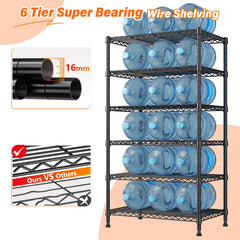 Snhomee 6-Tier Adjustable Wire Shelving Unit, 2-in-1 Detachable Design Multifunctional Storage Rack for Home, Kitchen, Laundry Room, Bathroom