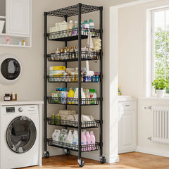 Snhomee heavy Duty 7-Tier Adjustable Wire Shelving Unit with Lockable Wheels, 72" H Metal Storage Rack for Pantry, Kitchen, Laundry & Garage