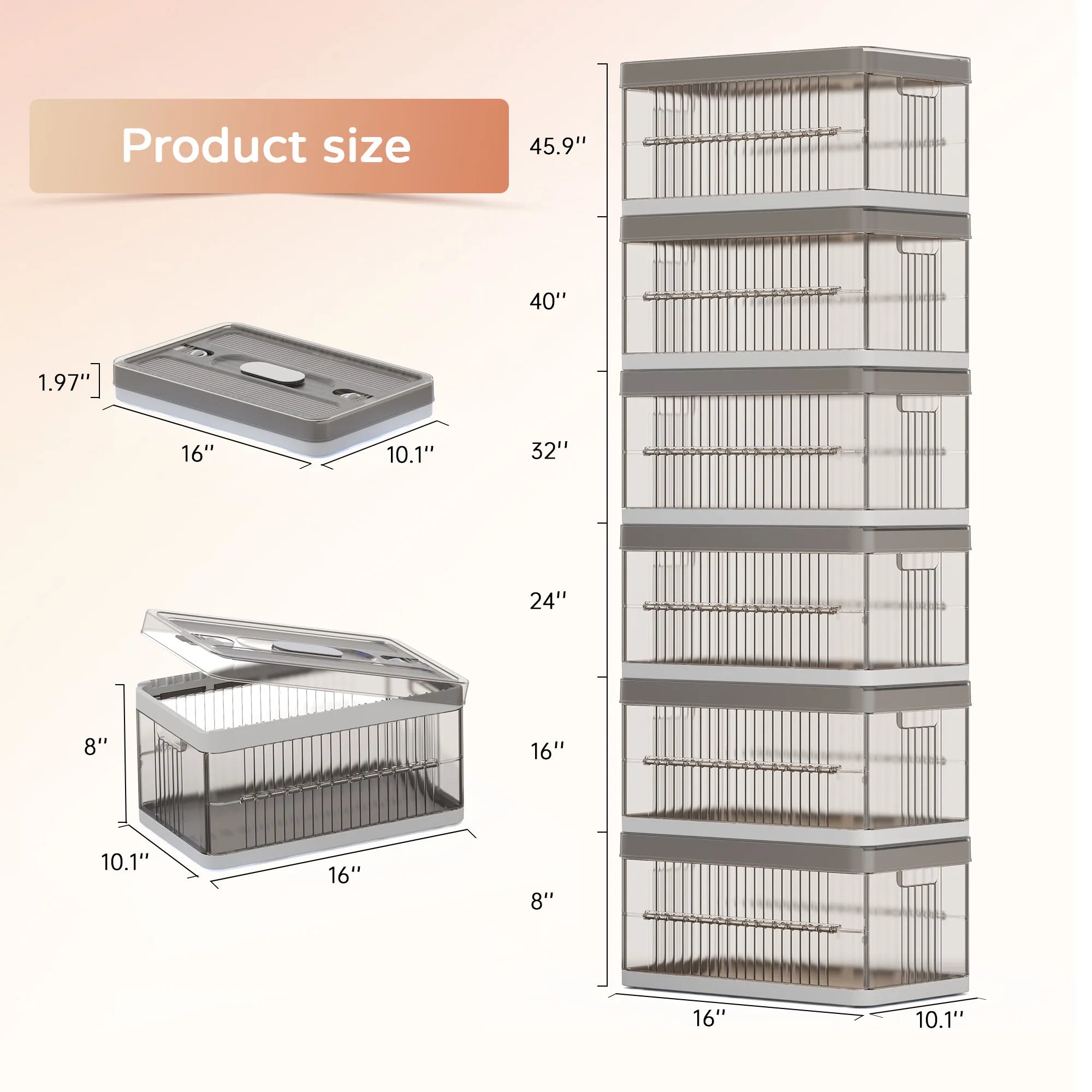 13.2" Stackable Foldable Storage Bins with Lids – Space-Saving & Easy to Use for Toys, Clothes