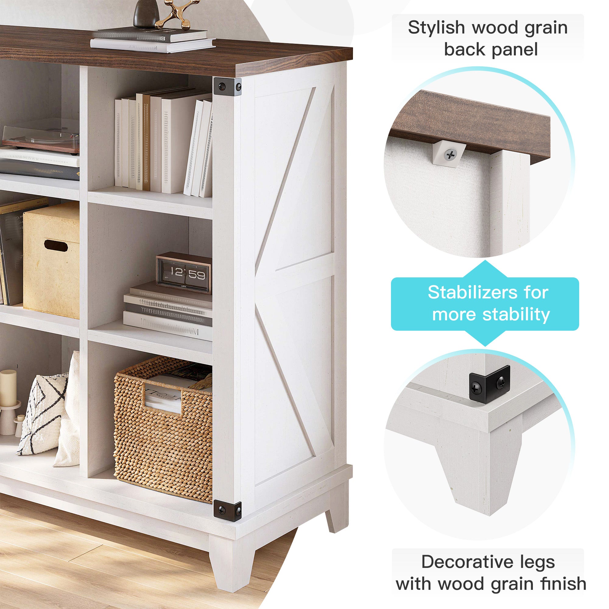 9 Cube Storage Organizer and Shelf, Bookshelf with Storage, Cube Shelf for Bedroom and Home Office-White-snhomee