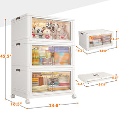 Storage Bins with Lids, Collapsible and Stackable Storage Bins on Wheels Space-Saving & Easy to Use