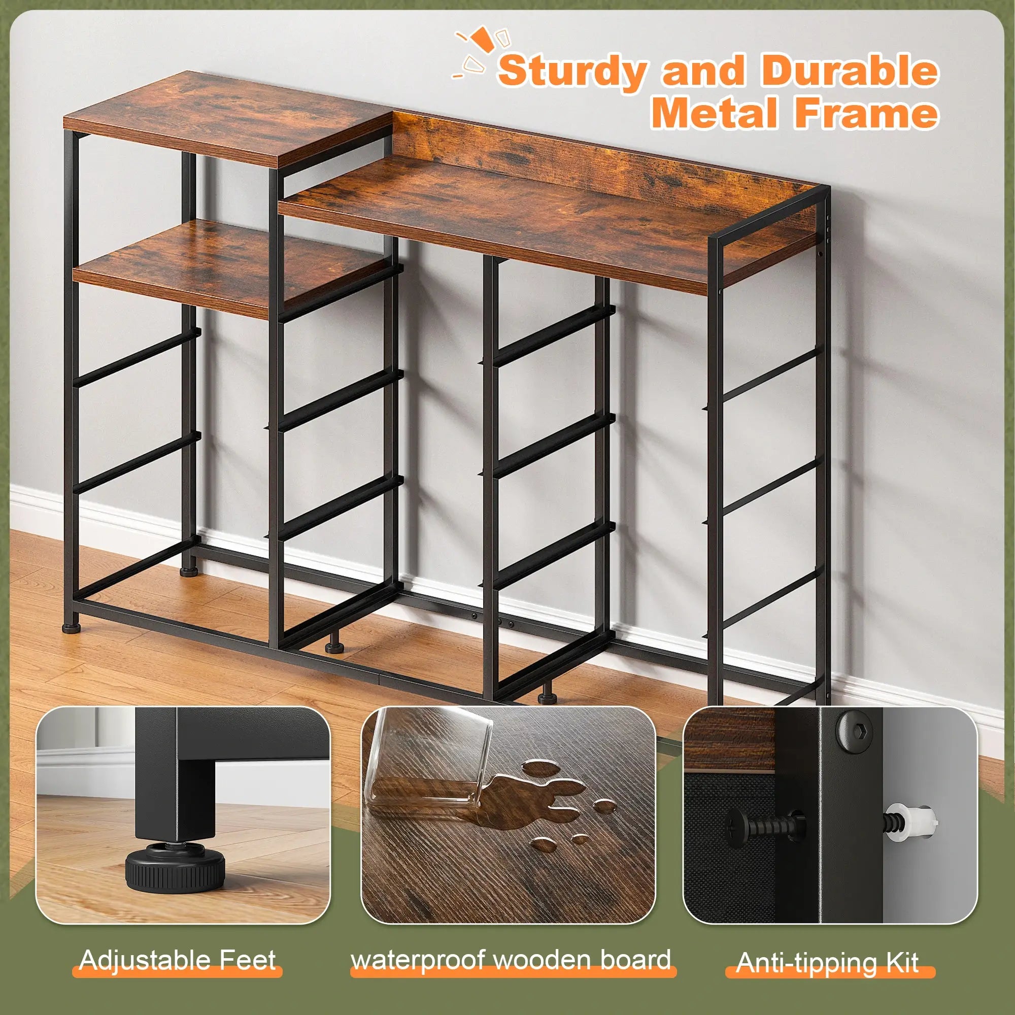 Snhomee 11-Drawer Dresser with Shelves – Wide Bedroom Storage Cabinet & TV Stand with Wood Top and Metal Frame