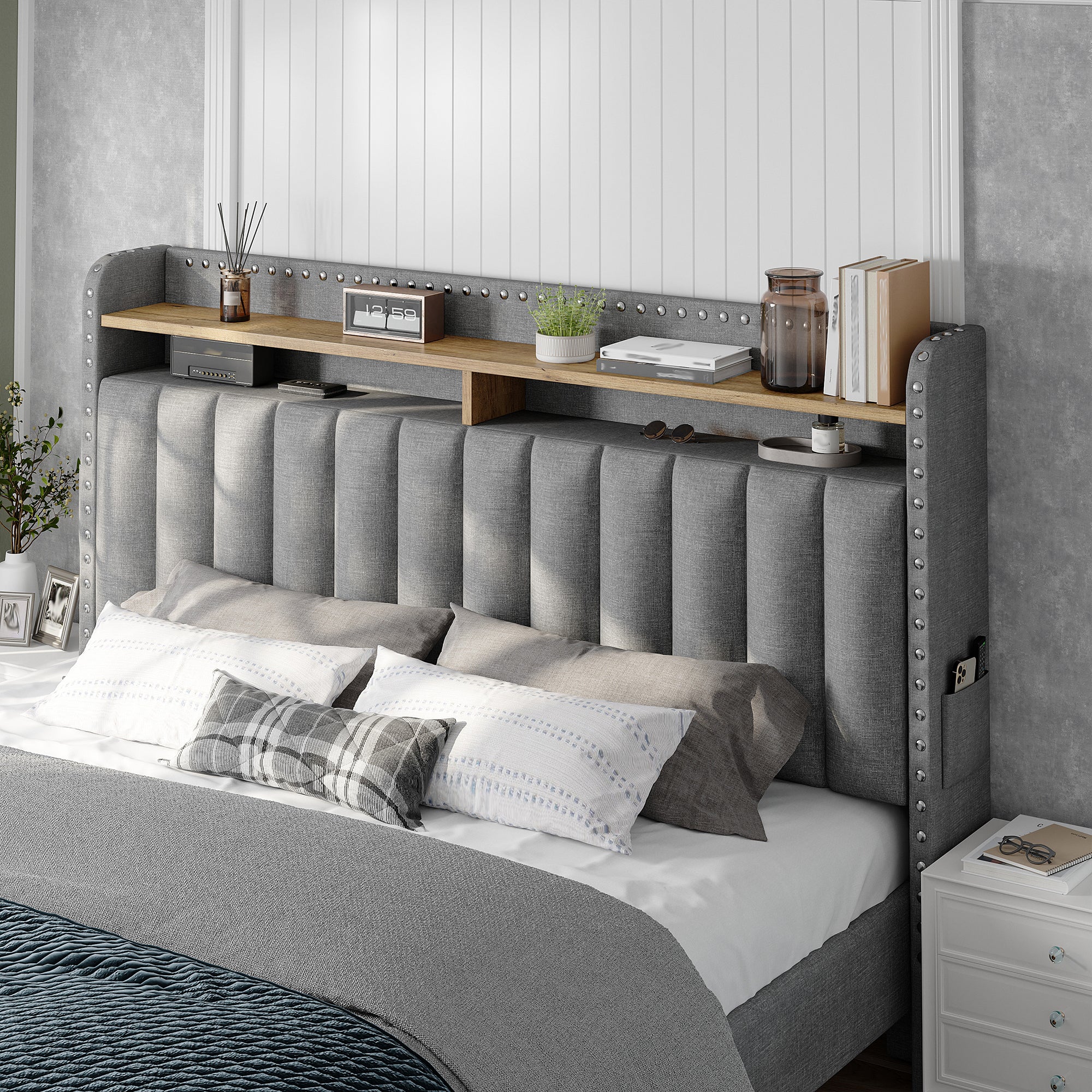 Metal Bed Frame with 2 Storage Drawers & Headboard - 900LBS Capacity, No Noise Design, Padded Platform, No Box Spring Needed, Back to School Beds On Sale