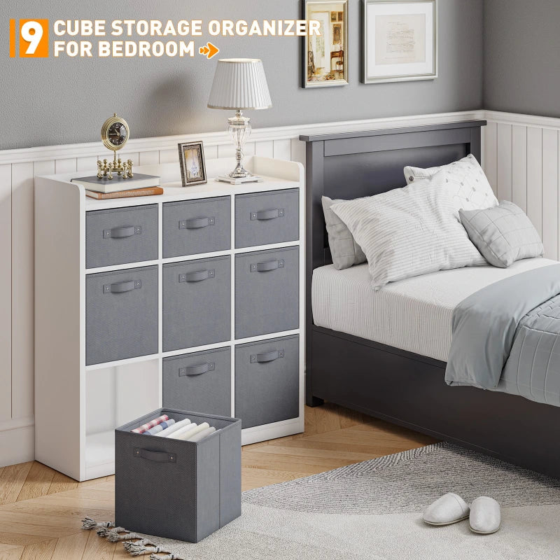 9 Drawer Solid Wood Dresser for Bedroom,White Wood Dresser with Fabric Drawers Ample Storage Space-Furniture > Dresser-snhomee