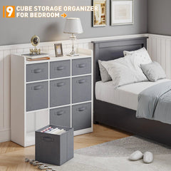 9 Drawer Solid Wood Dresser for Bedroom,White Wood Dresser with Fabric Drawers Ample Storage Space-Furniture > Dresser-snhomee