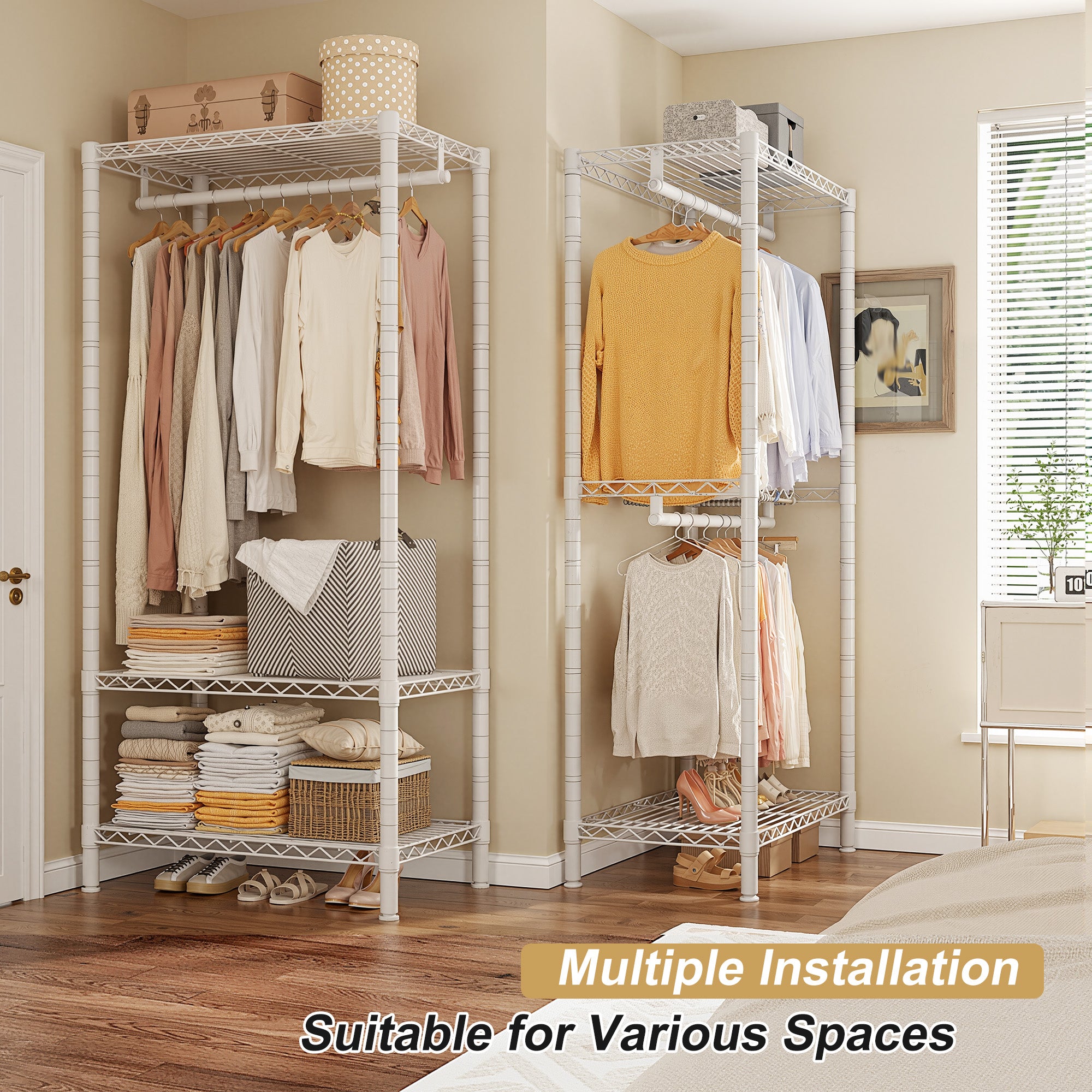 Snhomee Clothes Rack 830LBS Heavy Duty Freestanding Hanging Clothes Rack Metal Clothing Garment Rack-Home Storage > Clothes Rack-Black-snhomee