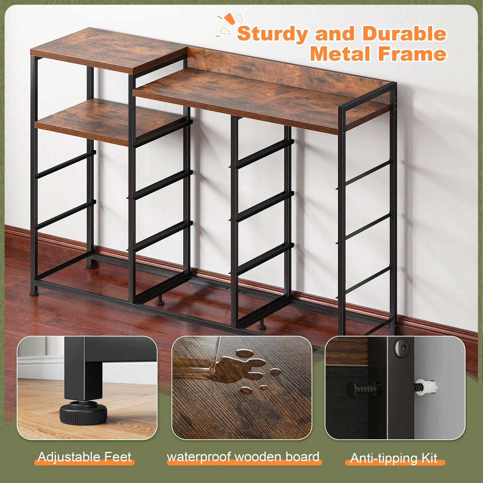 Snhomee 11-Drawer Dresser with Shelves – Wide Bedroom Storage Cabinet & TV Stand with Wood Top and Metal Frame