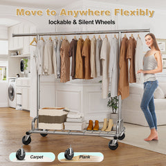 Snhomee Heavy Duty Clothes Rack, Metal Garment Rack with Sturdy Wheels, Rolling Clothing Rack Load 480 LBS, Hanging Clothes, Portable Clothes Rack-Home Storage > Clothes Rack-snhomee