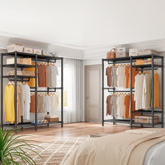 Snhomee 780lbs Heavy Duty Clothes Rack with Wheels, Freestanding Portable Closet, Rolling Garment Rack For Hanging-Home Storage > Clothes Rack-wheels-Black-snhomee