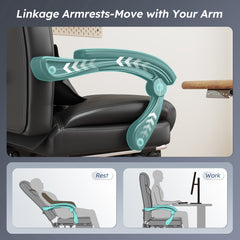 Snhomee Ergonomic Office Chair with Footrest & Lumbar Support – Adjustable Height, 145° Reclining, Ideal for Home Office & Dorm Room Use