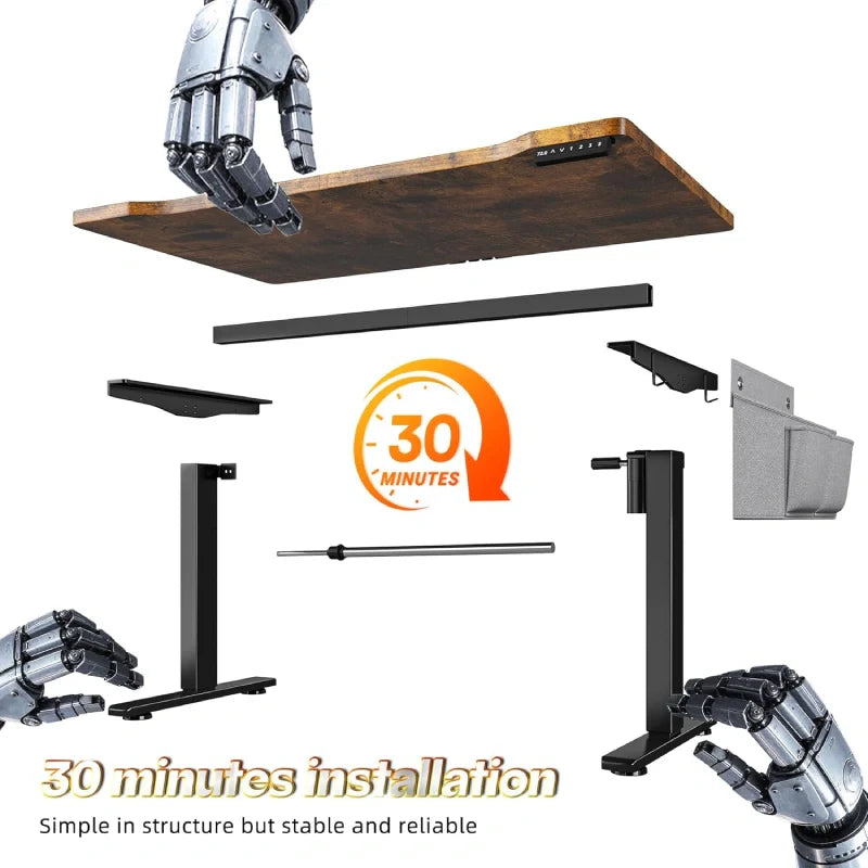 56x24 Electric Standing Gaming Desk with LED Lights, Adjustable Ergonomic Home Office Desk for Bedroom
