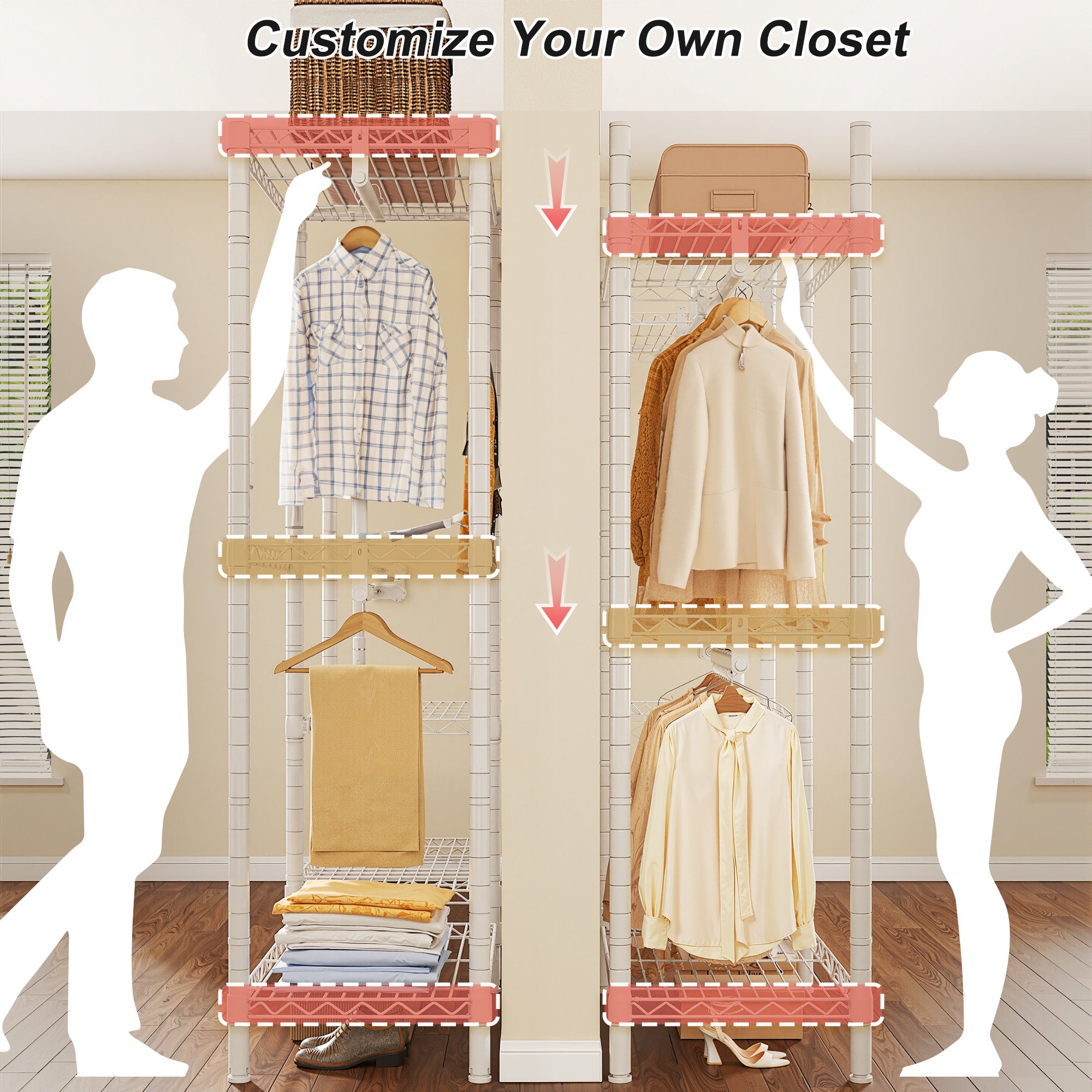 Snhomee Clothes Rack 830LBS Heavy Duty Freestanding Hanging Clothes Rack Metal Clothing Garment Rack-Home Storage > Clothes Rack-Black-snhomee