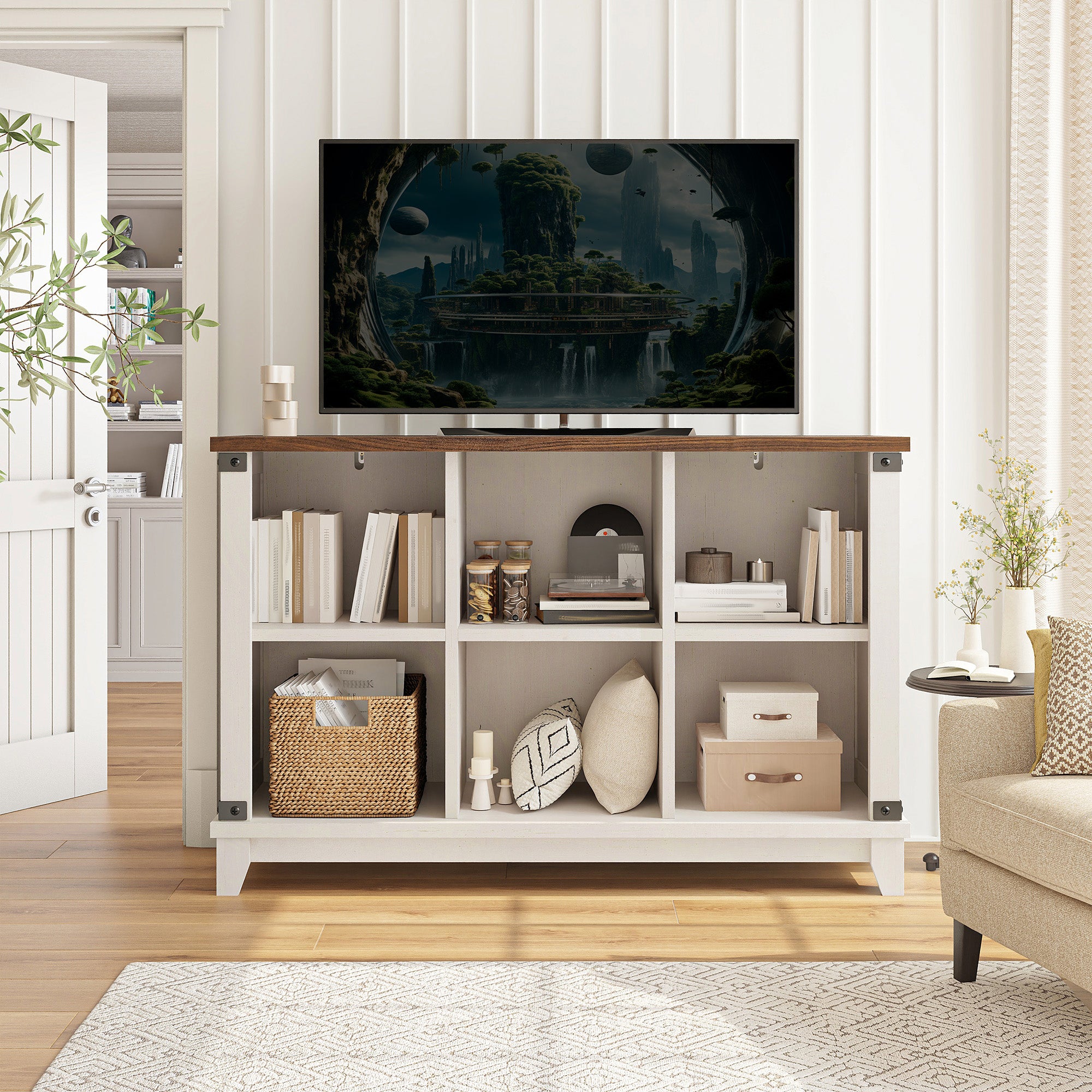 6 Cube Storage Organizer and Shelf, Bookshelf with Storage, Cube Storage Shelf for Bedroom and Home Office-White-snhomee