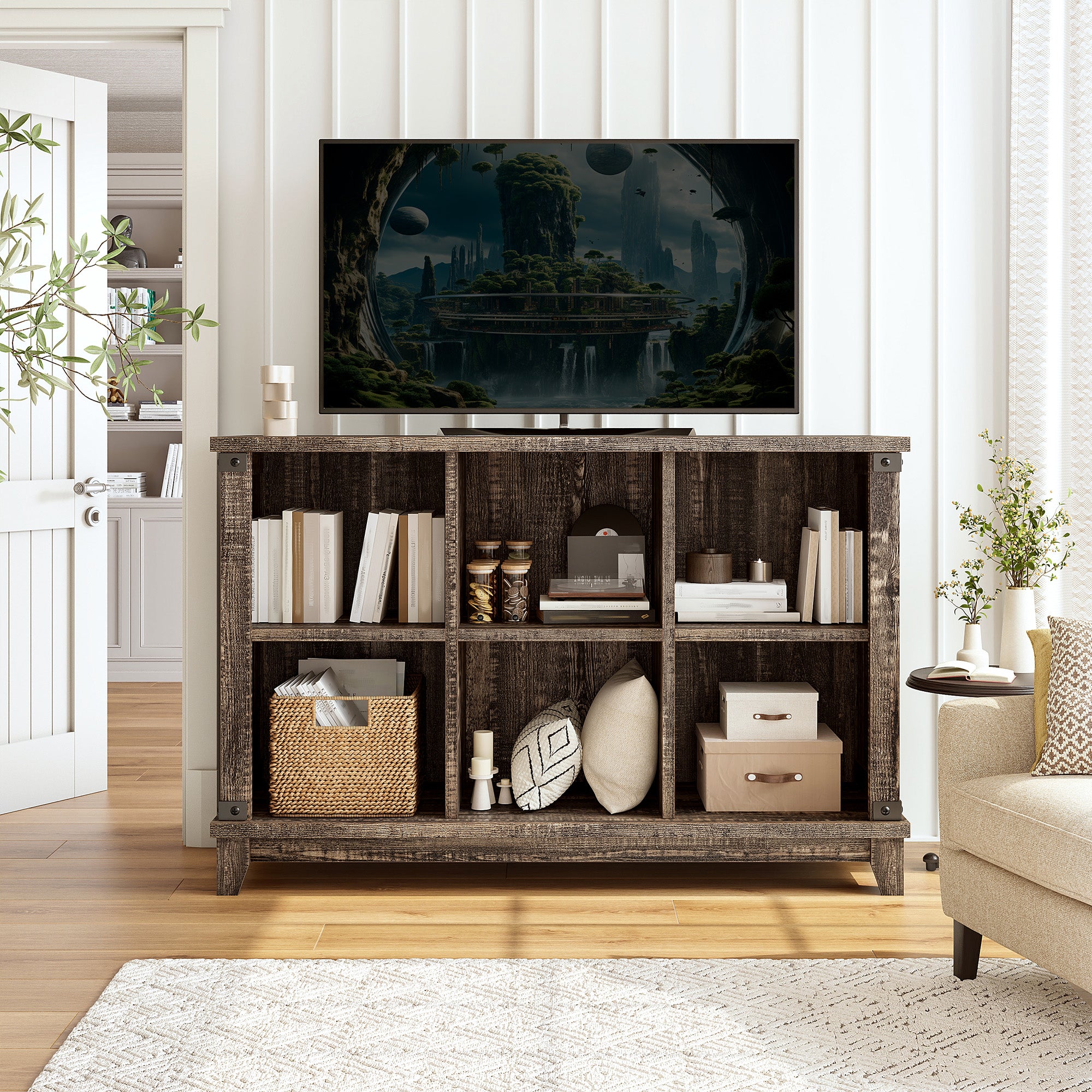 6 Cube Storage Organizer and Shelf, Bookshelf with Storage, Cube Storage Shelf for Bedroom and Home Office-White-snhomee