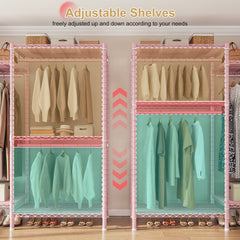 Snhomee Heavy-Duty Clothing Rack with Shelves Load 900 LBS, Adjustable Metal Garment Rack, Portable Closet Rack for Bedroom