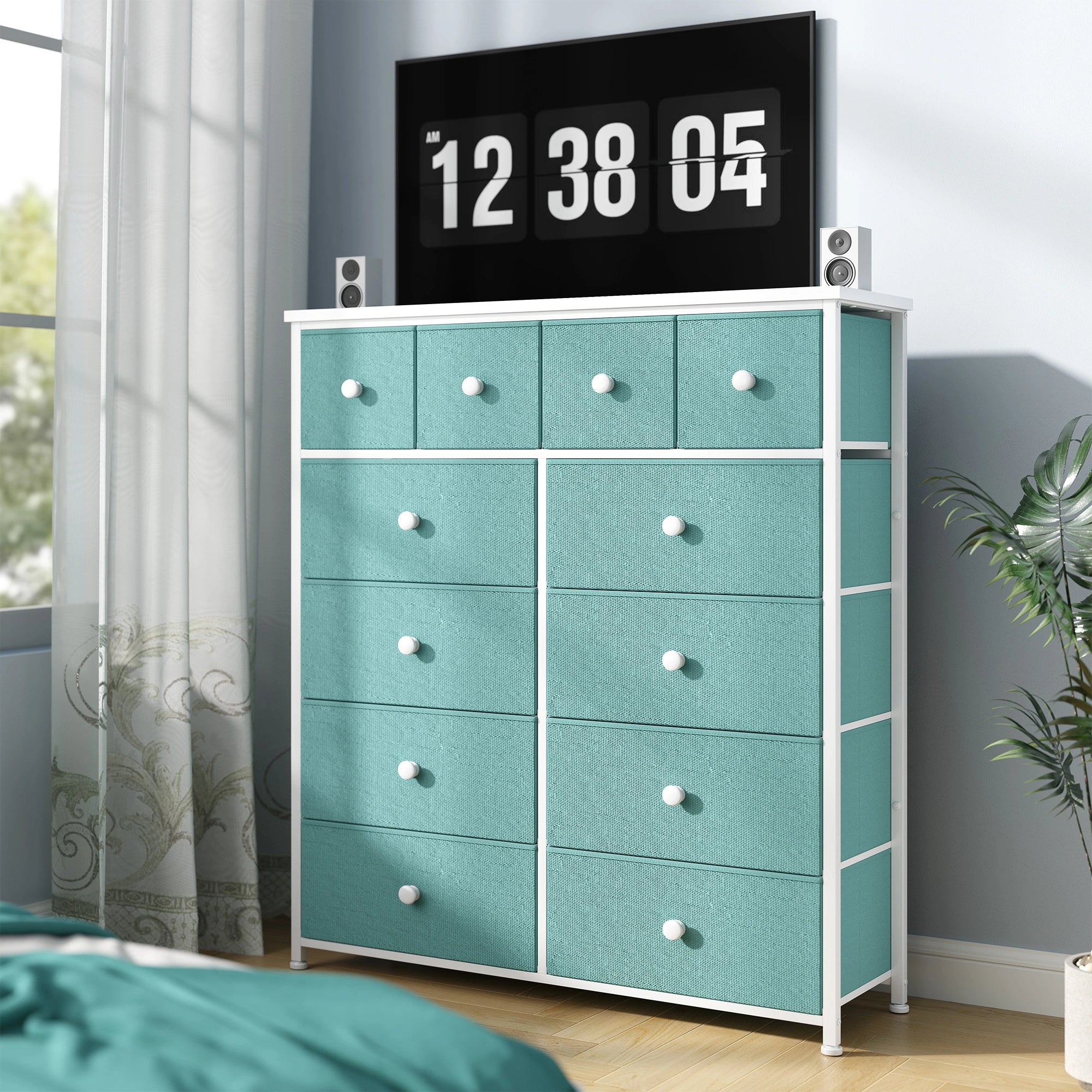 Snhomee 12-Drawer Tall Dresser for Bedroom  - Fabric & Metal Storage Organizer with Wood Top, Anti-Tip Design, Space-Saving, Closet, Entryway, Dorm Furniture, Back to school