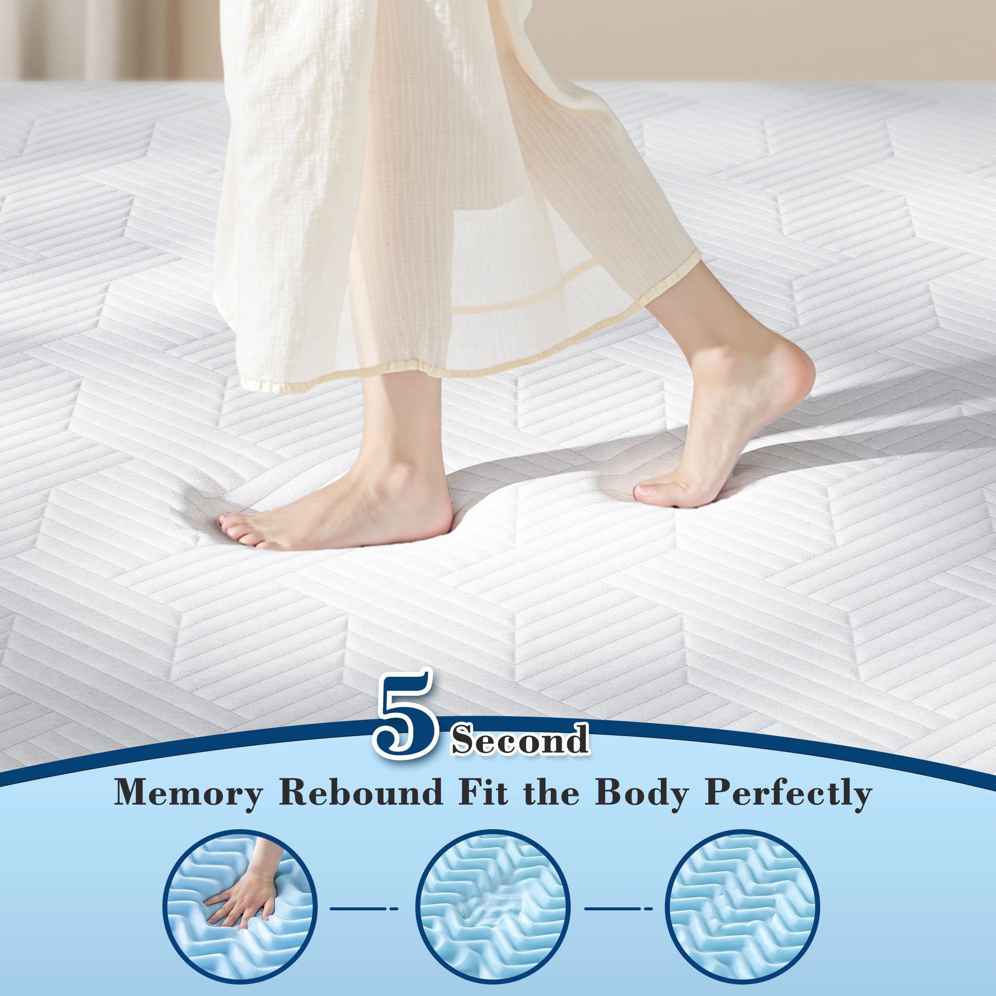 Snhomee 4"/3" Cooling Gel Memory Foam Mattress Topper – Pressure Relief for College Dorm & Home Use, CertiPUR-US & OEKO-TEX Certified