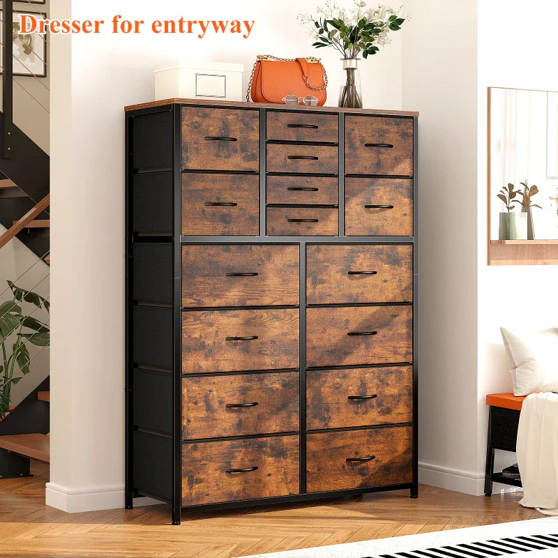 Snhomee Tall Fabric Dresser for Bedroom with 16 Deep Drawers, Chests of Drawers for Bedroom, Living Room, Wood Top Metal Frame, Storage Drawer for Snhomee Tall Fabric Dresser for Bedroom with 16 Deep Drawers, Chests of Drawers for Bedroom, Living Room, Wood Top Metal Frame, Storage Drawer for