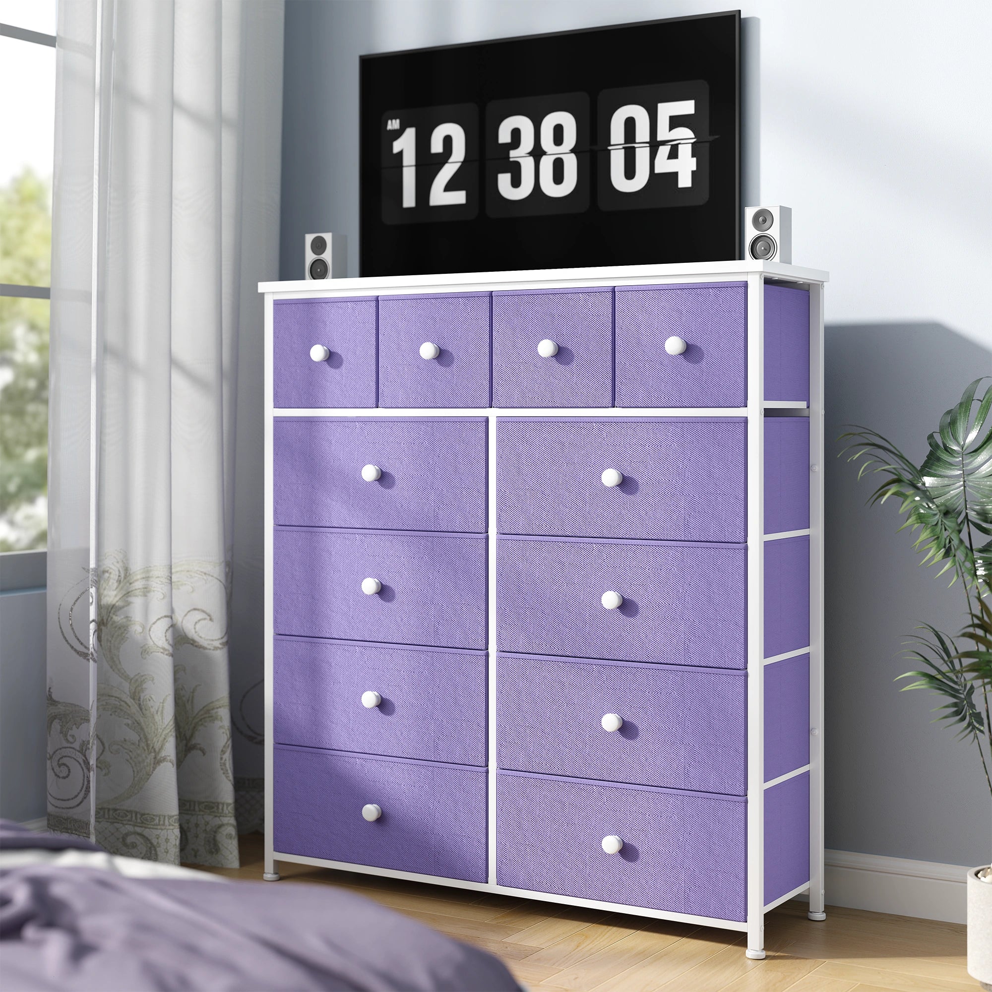 Snhomee 12-Drawer Tall Dresser for Bedroom  - Fabric & Metal Storage Organizer with Wood Top, Anti-Tip Design, Space-Saving, Closet, Entryway, Dorm Furniture, Back to school