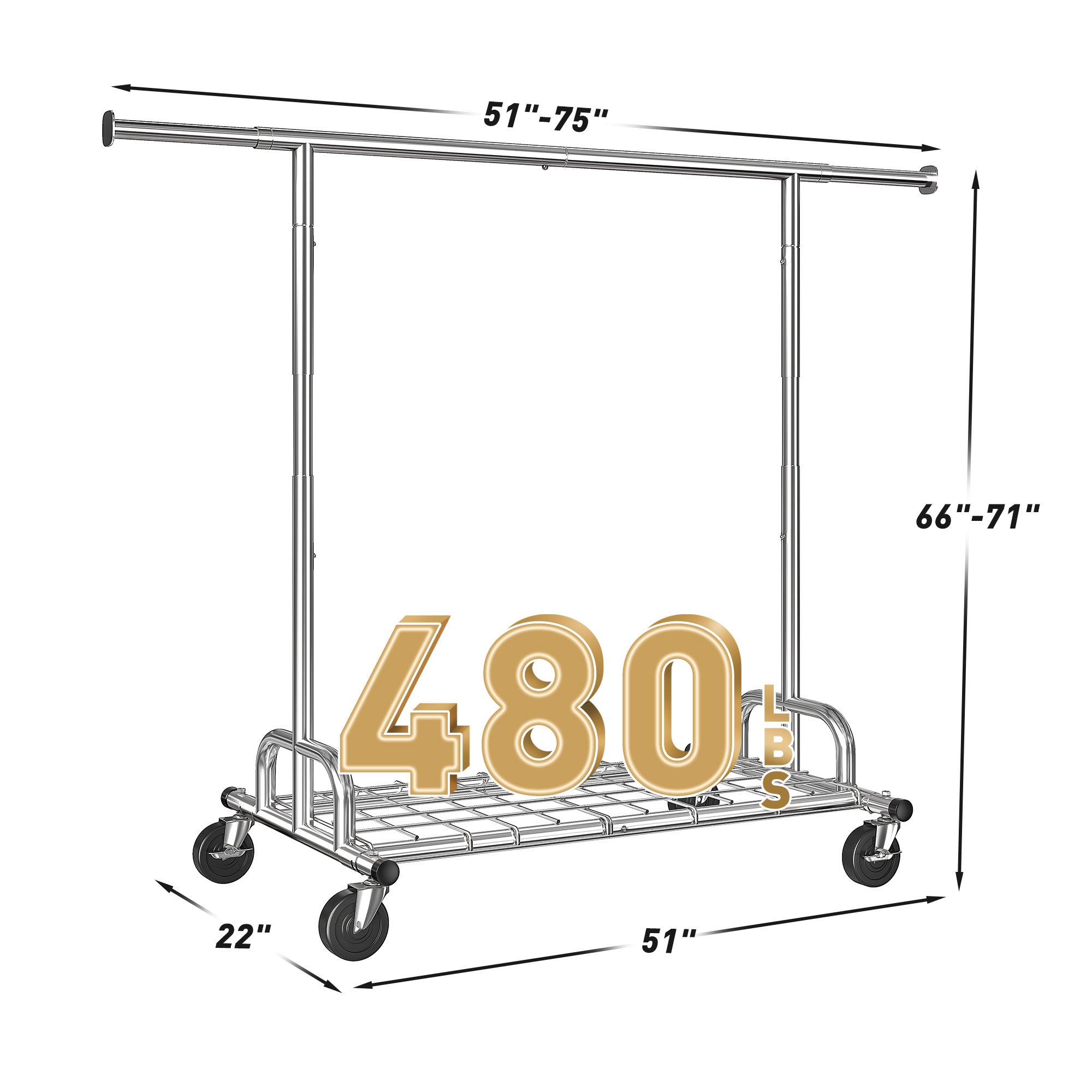 Snhomee Heavy Duty Clothes Rack, Metal Garment Rack with Sturdy Wheels, Rolling Clothing Rack Load 480 LBS, Hanging Clothes, Portable Clothes Rack-Home Storage > Clothes Rack-snhomee