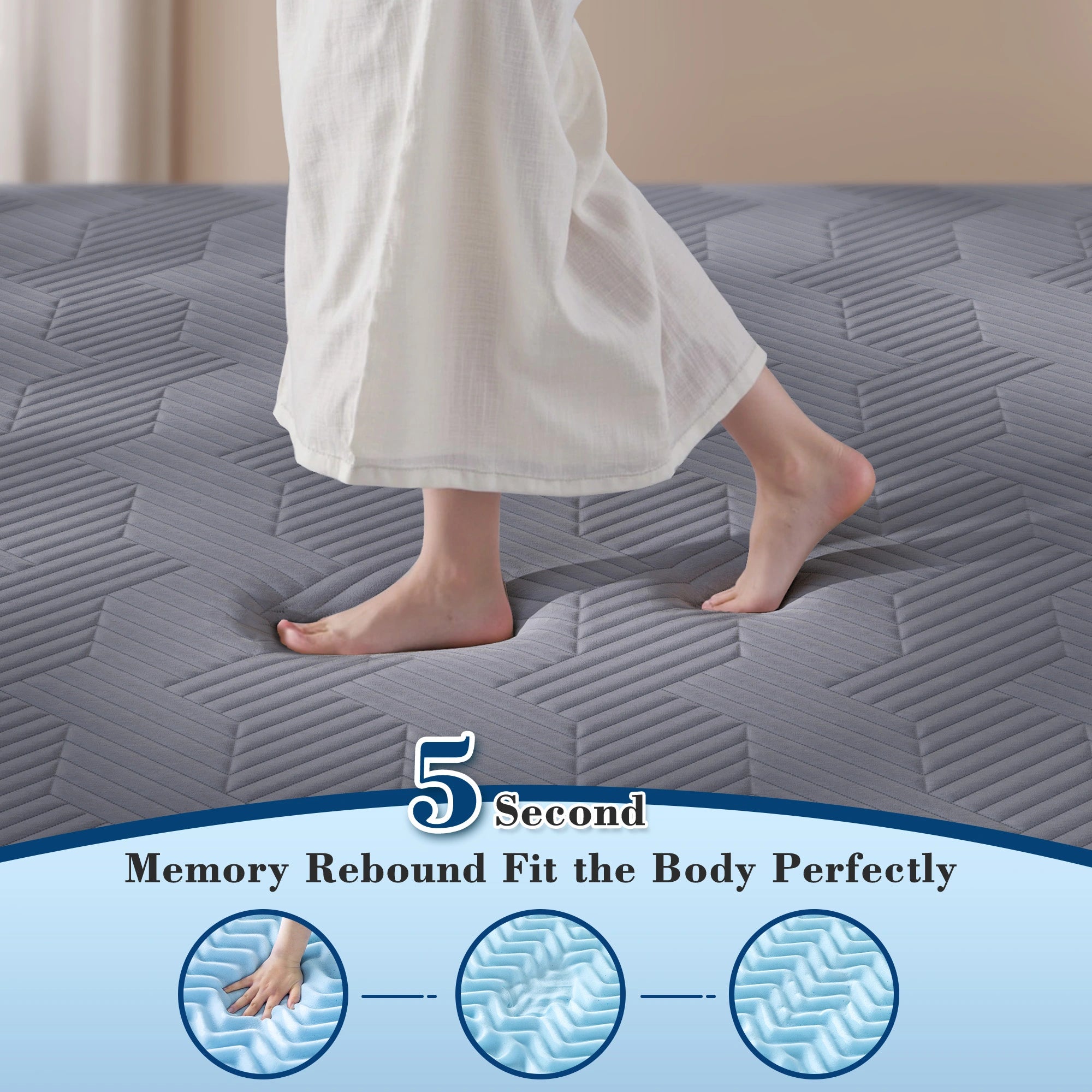 Snhomee 4"/3" Cooling Gel Memory Foam Mattress Topper – Pressure Relief for College Dorm & Home Use, CertiPUR-US & OEKO-TEX Certified