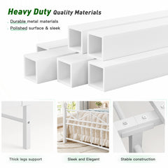 LED Metal Bed Frame with Tall Headboard & Footboard, Vintage Industrial Bed, Under Bed Storage & No Box Spring Needed, Noise-Free Design for Modern & Farmhouse Bedrooms
