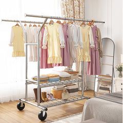 Snhomee Clothing Rack on Wheels load 635lbs, Heavy Duty Clothes Rack, Metal Clothing Rack with Shelves,Commercial Garment Rack-Home Storage > Clothes Rack-snhomee