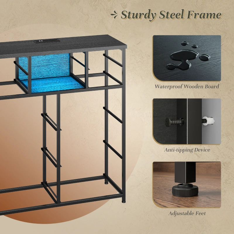 Snhomee 10 Fabric Drawers Bedroom Dresser with LED Lighting and Built-in Charging Station for Closet, Hallway or Bedroom