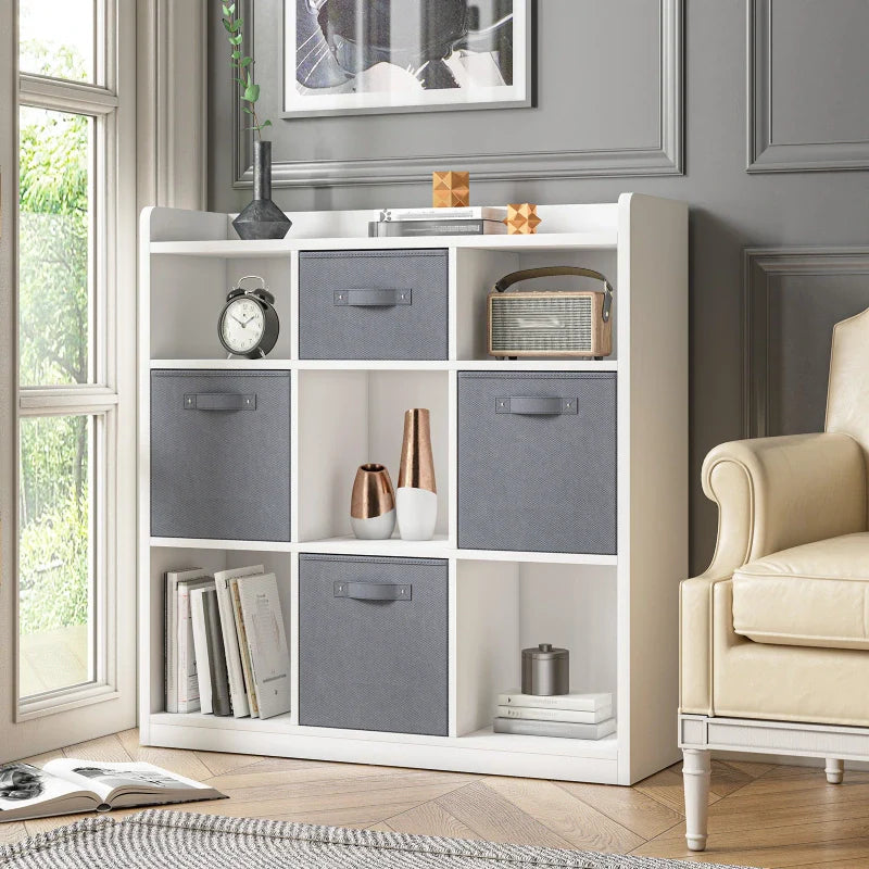 9 Drawer Solid Wood Dresser for Bedroom,White Wood Dresser with Fabric Drawers Ample Storage Space-Furniture > Dresser-snhomee